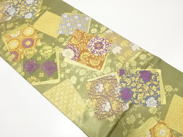 JAPANESE FUKURO OBI / WOVEN SHIKISHI PATTERN / TEIOUMURASAKI / BY JURAKU